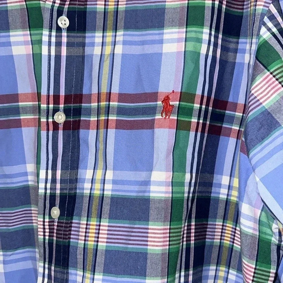 Ralph Lauren Blue Plaid Long Sleeve Button Down Size Large - Picture 8 of 8